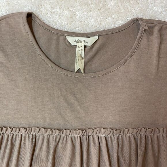 Matilda Jane Taupe Long Sleeve Babydoll Tunic Blouse Women’s Sz M - Picture 2 of 9